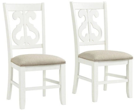 Elements International Stone Dining Chair (Set of 2) in White image