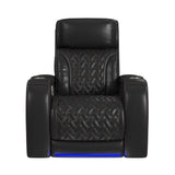 Prime Time P3 Recliner with LED and wireless charger pocket in Jett Black with Red Stitching