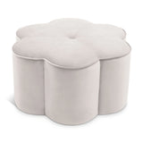 Daisy Cream Velvet Ottoman
