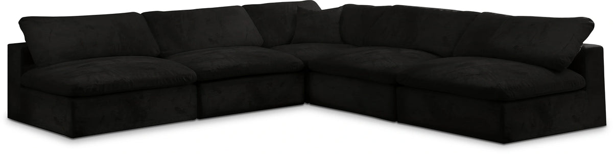 Cozy Black Velvet Cloud Modular Sectional