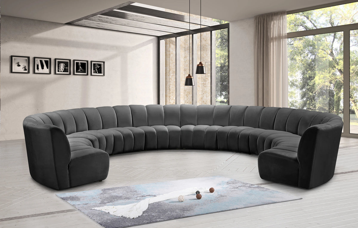 Infinity Grey Velvet 10pc. Modular Sectional
