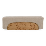 Mayfair - Contemporary Beige Fabric + Burl Bench Ottoman
