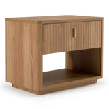 Harris + Roma - Modern Off-White Fabric + Oak 4-Piece Bedroom Set