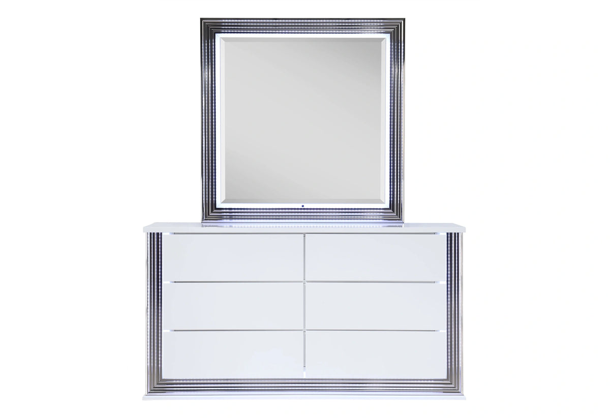 Ylime Smooth White Dresser with LED