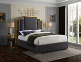 Hugo Grey Velvet Queen Bed