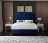 Cruz Navy Velvet King Bed