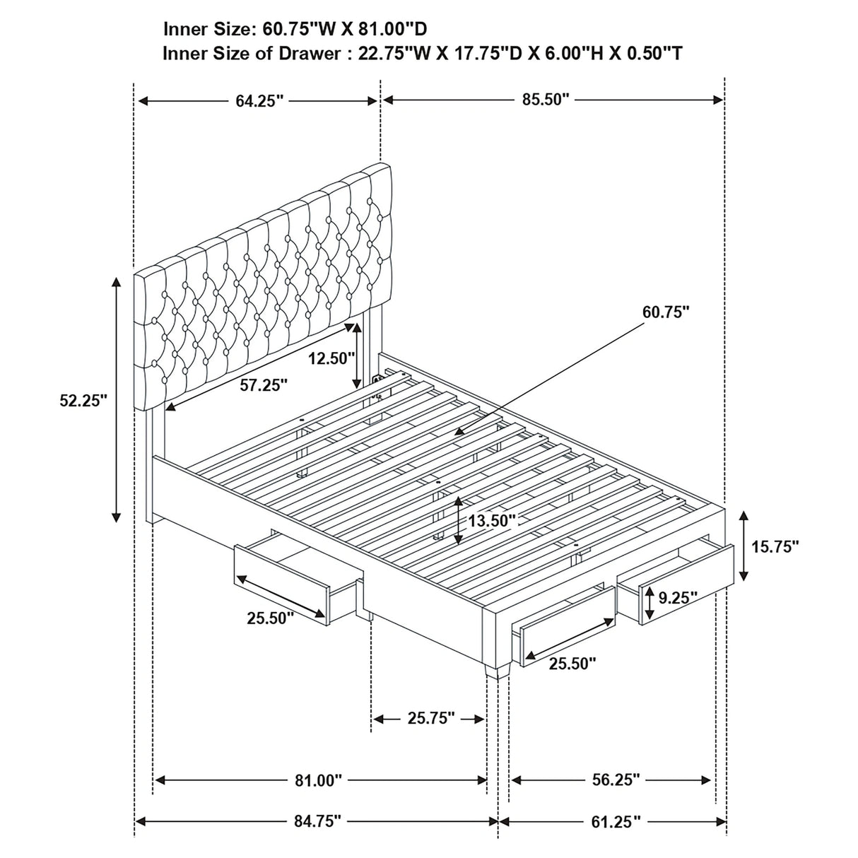 Soledad Panel Platform Storage Bed