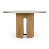 Zorhan - Modern White Marble + Mango Round Dining Table