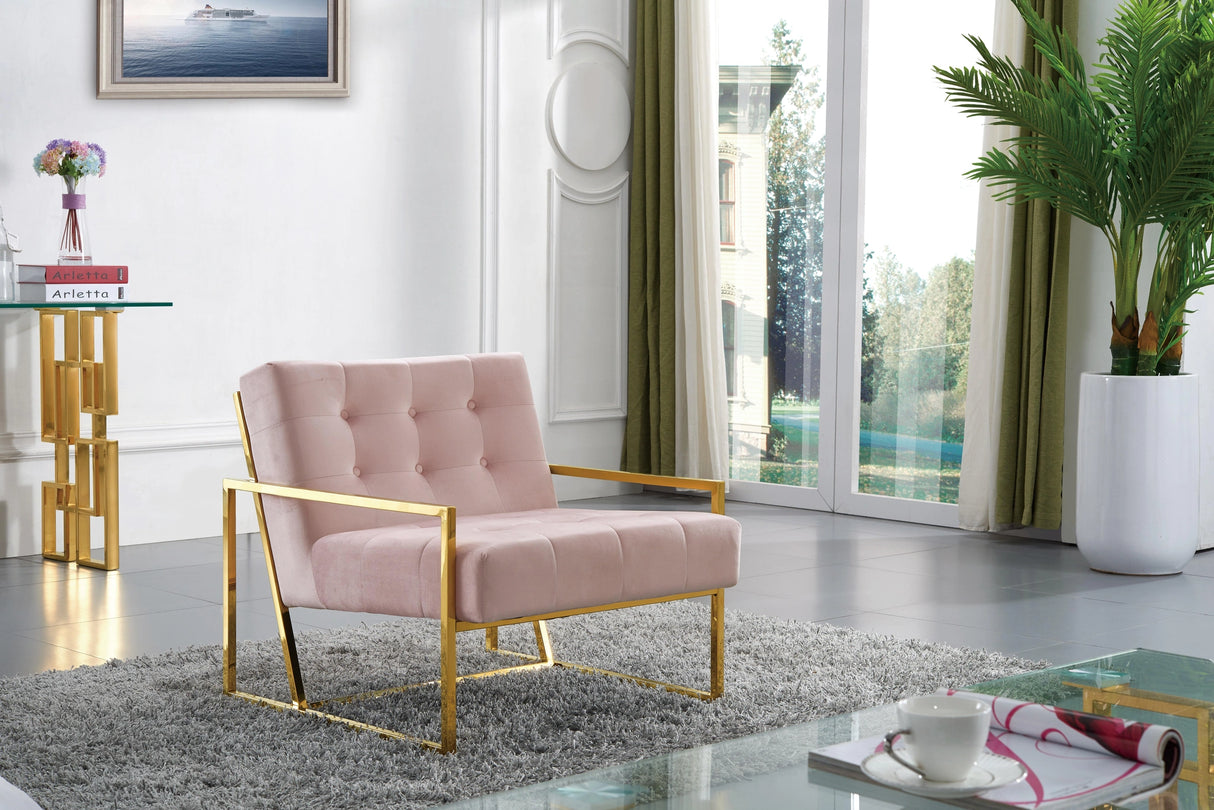 Pierre Pink Velvet Accent Chair