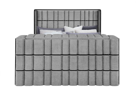 Isabella Grey Bed with LED, TV Lift, Speaker and Fireplace