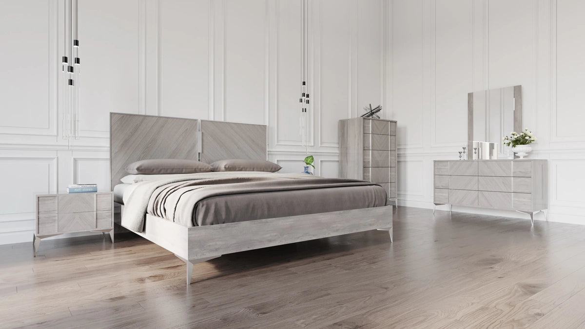Alexa Italian Modern Grey Bedroom Set