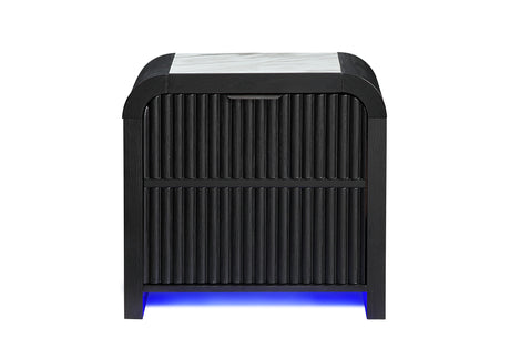 Beckett White/Black Nightstand with LED, Cooler and Speaker