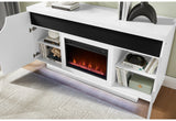 Aileen White 66" Ent Unit with LED, Speakers, Crystal and Pop-Up Doors