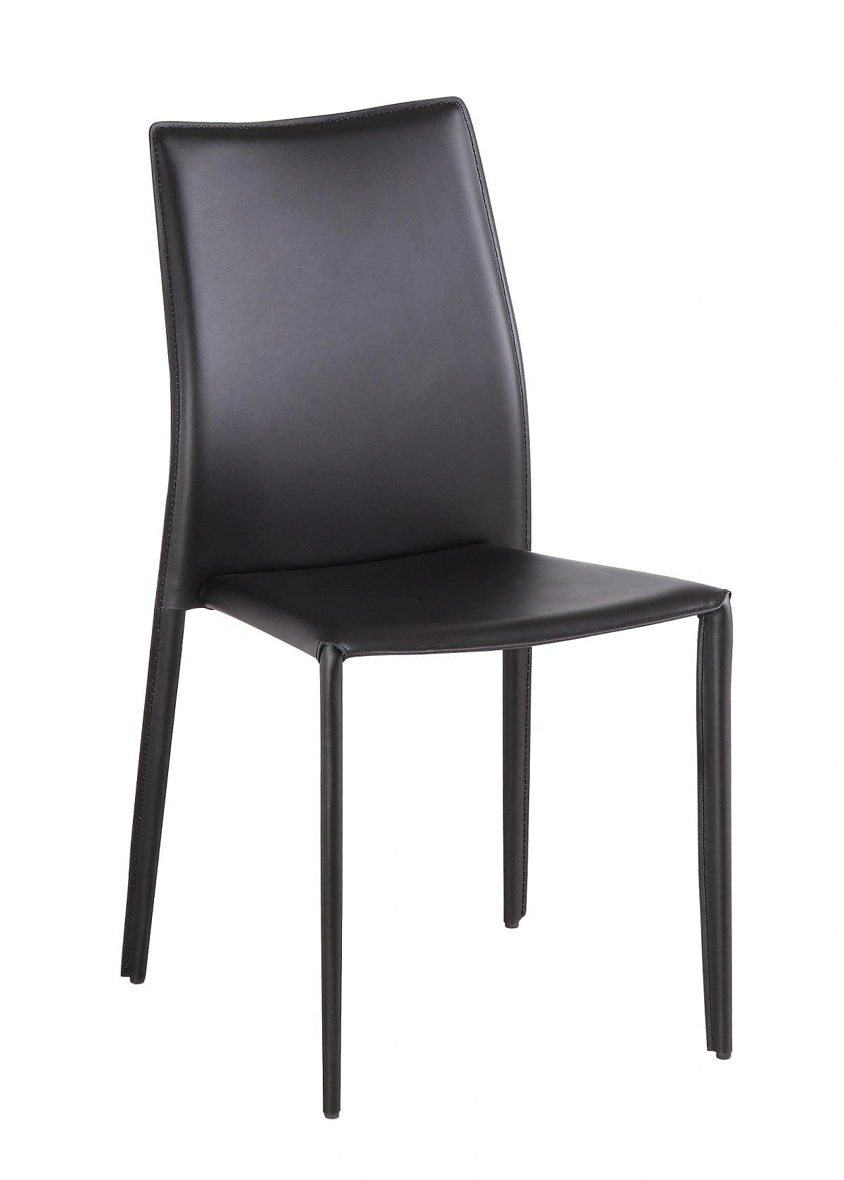 J&M Modern Dining Leather Chair in Black (Set of 4)