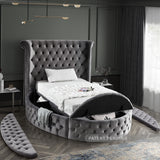 Luxus Grey Velvet Twin Bed (3 Boxes)