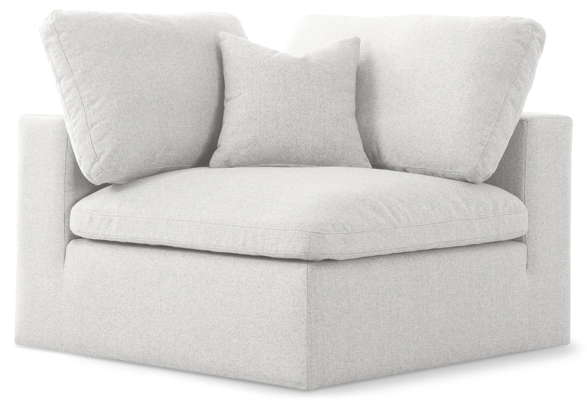 Serene Cream Linen Fabric Deluxe Cloud Corner Chair