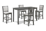 AMY 60" COUNTER TABLE+CHAIRS W/STG (5 PCS) -GRAY
