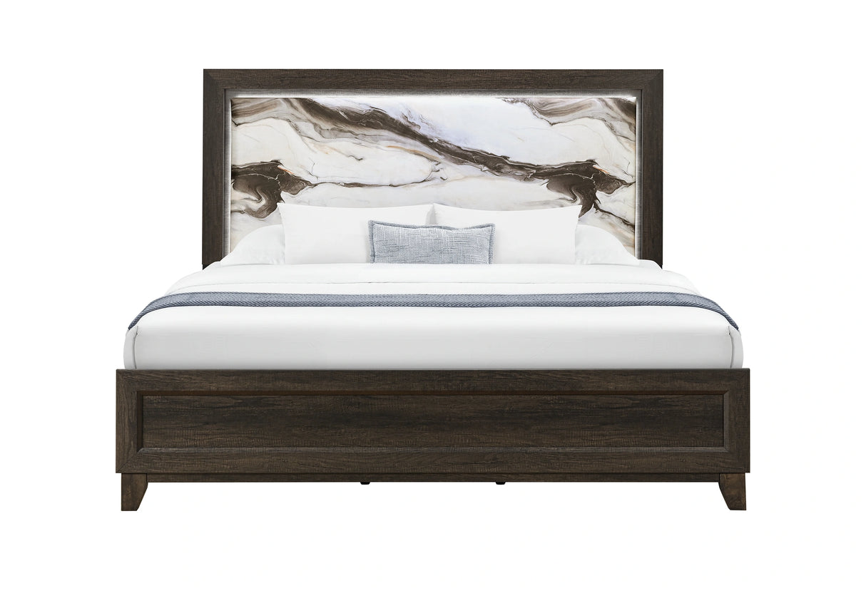 Harmony Brown Bed with LED