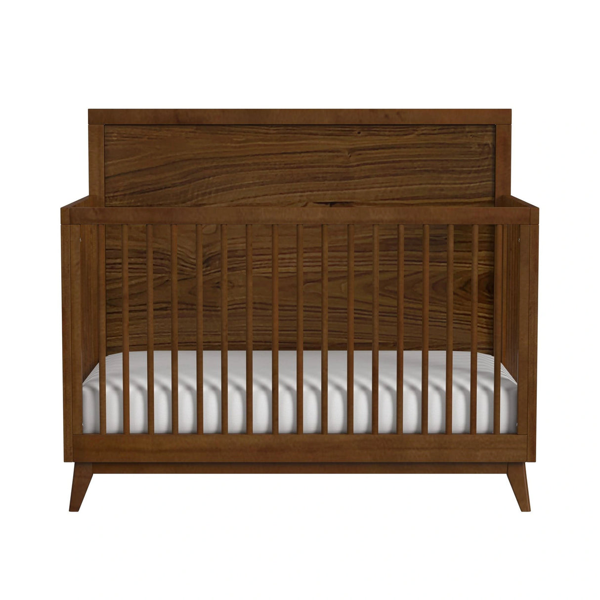 Malia Crib with High Headboard and Guardrail in Walnut