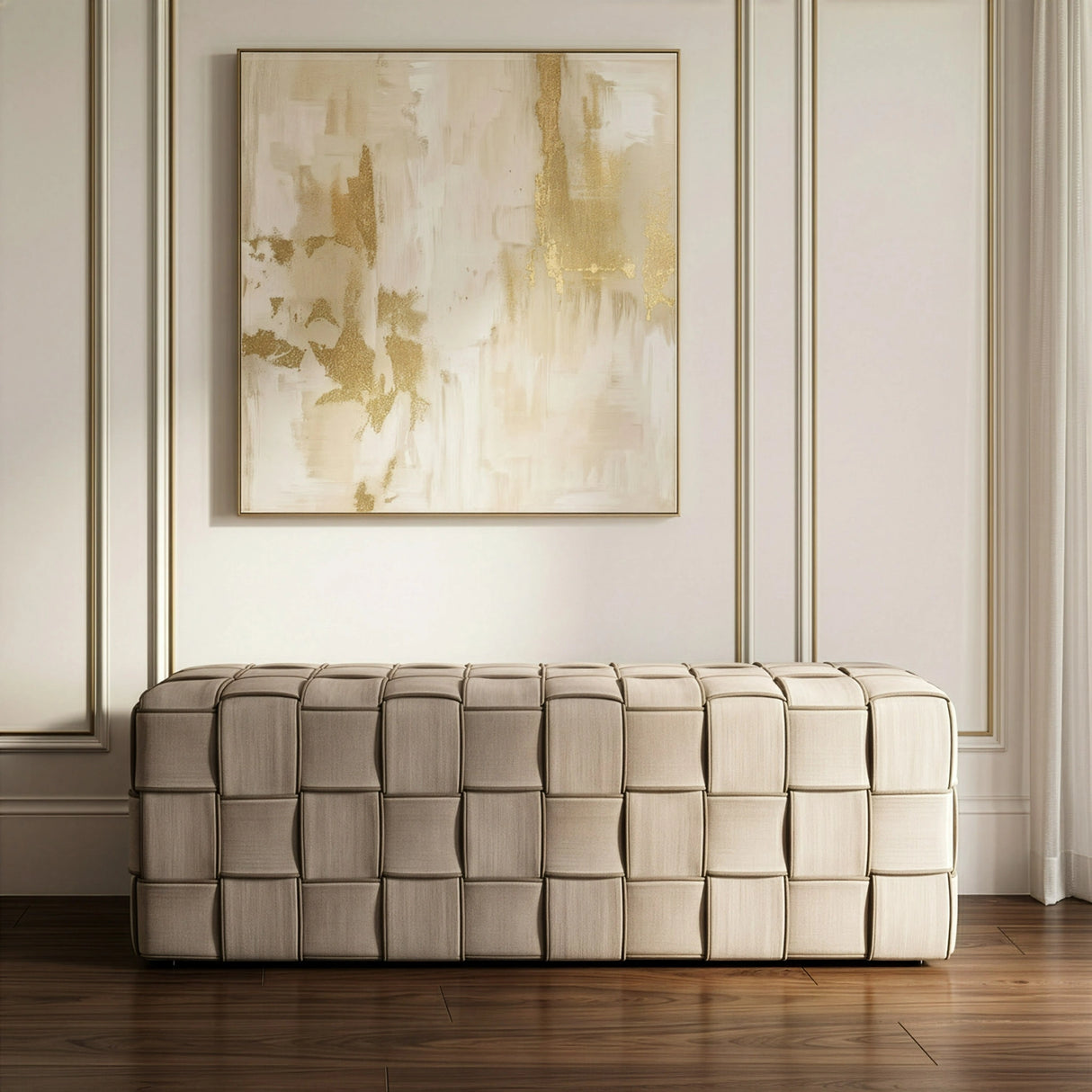 Rousey - Modern Taupe Fabric Bench