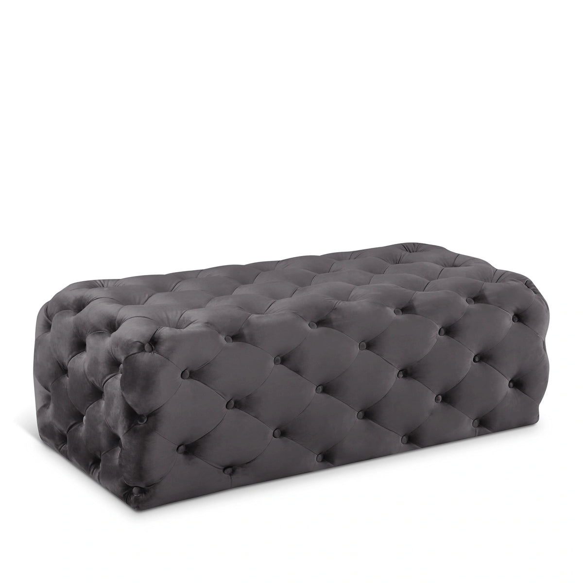 Casey Grey Velvet Ottoman/Bench