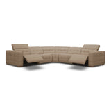 Carney - Modern Beige Leather Sectional Sofa + 3 Recliners
