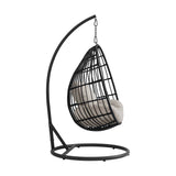 Playa Swing Egg Chair with Base and Pillar - Dark Grey and Olefin Beige