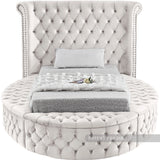 Luxus Cream Velvet Twin Bed (3 Boxes)