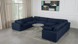 Serene Navy Linen Fabric Deluxe Cloud Modular Sectional