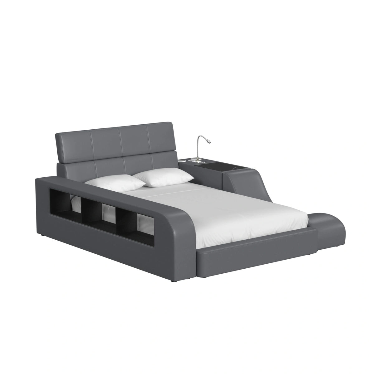 Valari Side Bookcase in Grey PU
