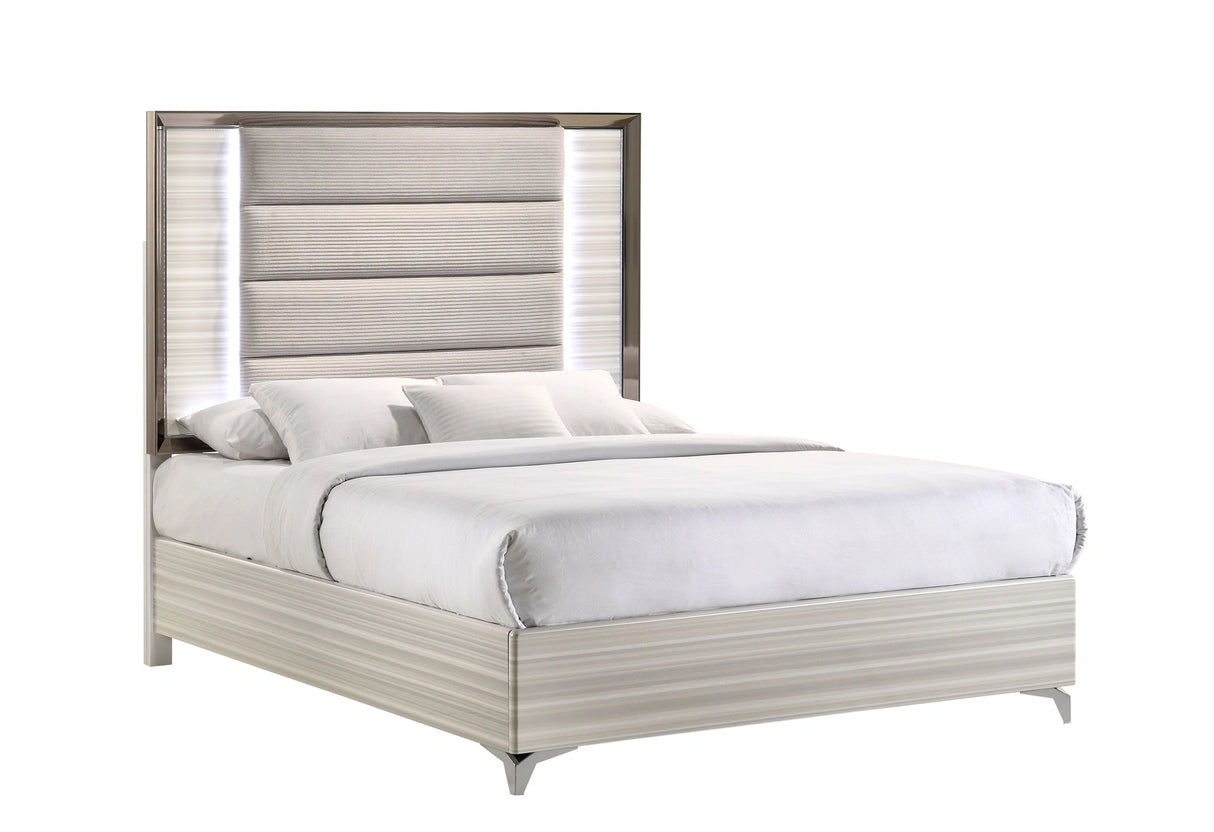 Zambrano White Bed with LED