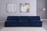 Serene Navy Linen Fabric Deluxe Cloud Modular Armless Sofa
