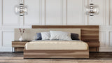 Matteo Italian Modern Walnut & Fabric 4-Piece Bedroom Set