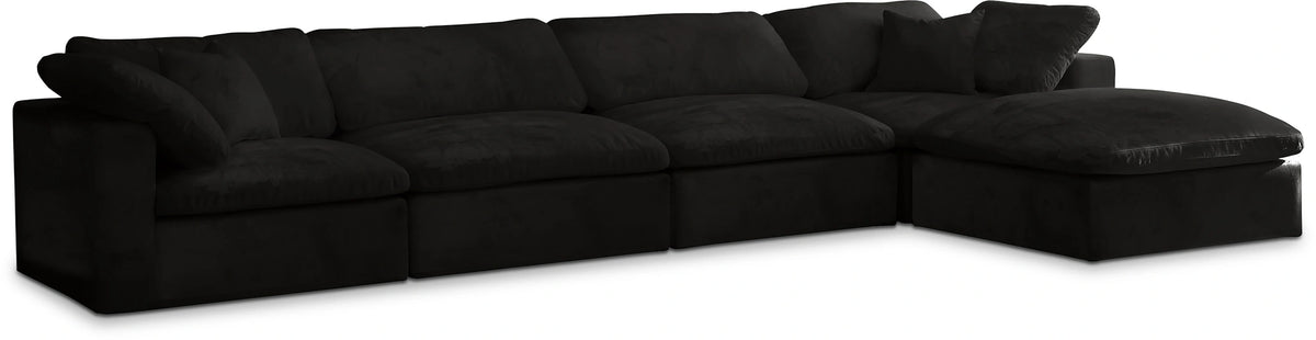 Cozy Black Velvet Cloud Modular Sectional