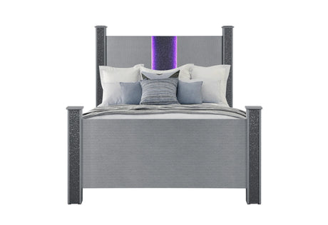 Logan Silver Bed with LED and Speakers