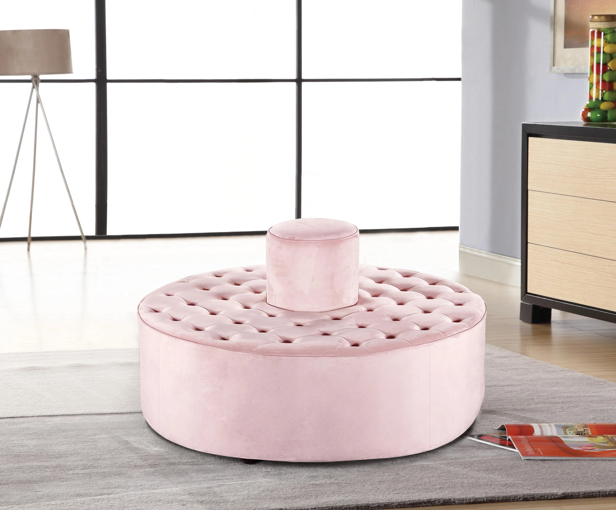 Banquet Pink Velvet Ottoman/Bench