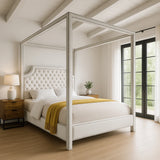 Rowan White Velvet King Bed (3 Boxes)