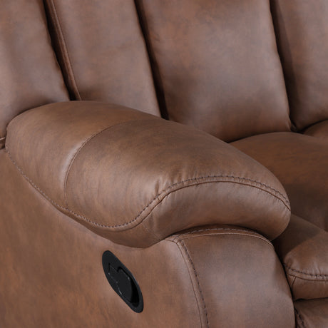 Morello Console Loveseat W/ Dual Recliners-Brown
