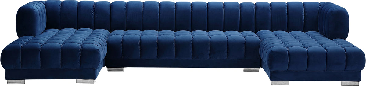 Gwen Navy Velvet 3pc. Sectional (3 Boxes)