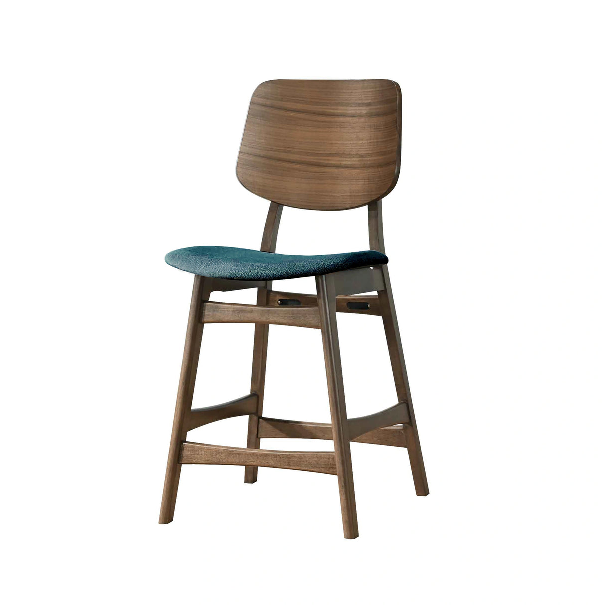 Oscar Counter Chair With Forest Green Cushion-Walnut