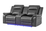 U8879 Blanche Charcoal Pwr Con Rec Ls W/LED, Global Ss & Subwoofer