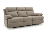 Side-Swipe Reclining Sofa with Drop Down Table