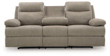 Side-Swipe Reclining Sofa with Drop Down Table