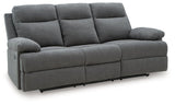Side-Swipe Reclining Sofa with Drop Down Table