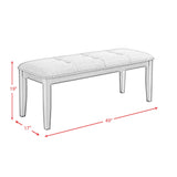 Everdeen Bench w/ Grey Fabric and Nail Heads in Charcoal