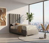 Enzo Grey Velvet Twin Bed