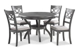 CORI ROUND DINING 5 PC SET-GRAY
