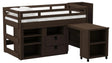Elements International Cali Kids Full Junior Loft Bed with Staircase, Storage and Desk in Brown image