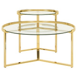 Delia 2-Piece Round Glass Top Nesting Coffee Table Clear and Chrome
