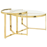 Delia 2-Piece Round Glass Top Nesting Coffee Table Clear and Chrome